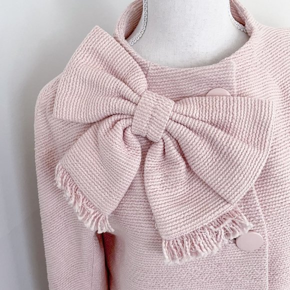 NWT Kate Spade Pink Tweed Dorothy Bow Coat Pearlpink Pea Coat Overcoat Small - Picture 5 of 12